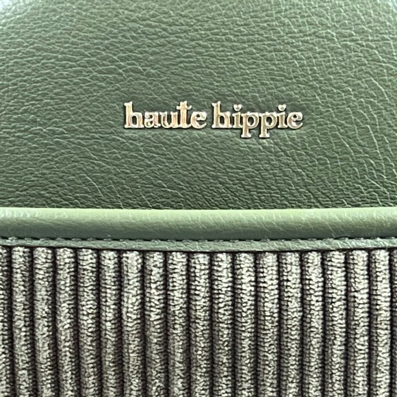 Haute Hippie Olive Corduroy Sling Bag – Gold Hardware, Striped Strap - Picture 3 of 12